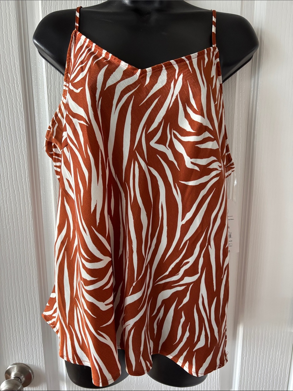 Time and Tru Brown and White Zebra Print Camisole
